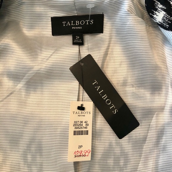 Talbots Petites Black & White Blazer Size 2P NWT - Picture 7 of 9